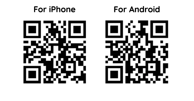 QR codes to download the Dakiki app for iPhone and Android